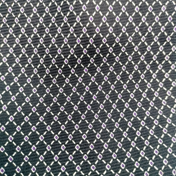 Lauren Ralph Lauren Silk Necktie Tie Geometric Pattern Black Hand Finished 56x3 - Picture 2 of 9